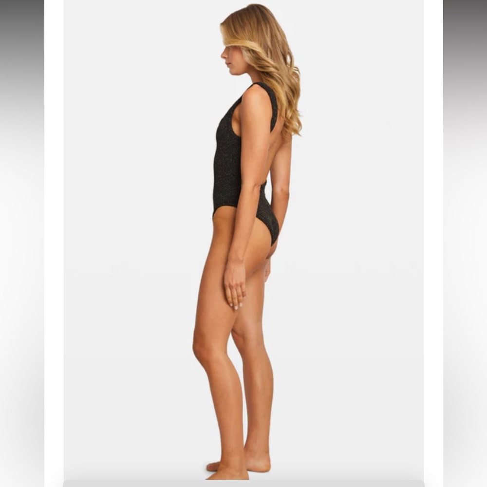 Hunza G Black Metallic Gold Lurex One Piece Crinkled Swimsuit OS NWT✨unique ✨ - Picture 10 of 16